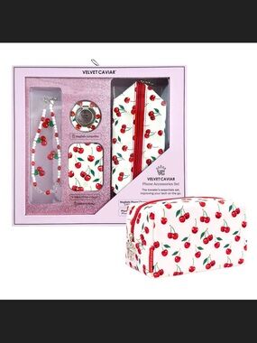 Velvet Caviar Cherry Phone Accessory Set - White, Red & Green